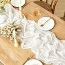 White Table Runner, 10FT Ivory White Cheesecloth Boho Gauze Table Runner for Wedding Bridal Shower Baby Shower Birthday Tea Party Decorations