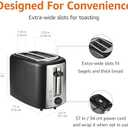 Amazon Basics 2 Slice Toaster, With 6 Browning Settings, Extra Wide Slots For Bagels and Special Breads, Removable Easy-to-Clean Crumb Tray, Cancel/Defrost/Bagel Buttons, 900W, Black & Silver