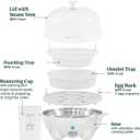 Elite Gourmet EGC-007## Rapid Egg Cooker, 7 Easy-To-Peel, Hard, Medium, Soft Boiled Eggs, Poacher, Omelet Maker, Auto Shut-Off, Alarm, 16-Recipe Booklet, White