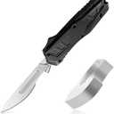 Utility Knife Box Cutter, EDC Pocket Knives for Men, Razor Knives with 10pcs #24 Replaceable Blades, Aluminum Alloy Surgical Knifes