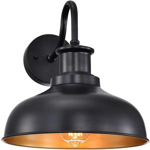 Outdoor Barn Light Outdoor Wall Sconce Farmhouse Rustic Exterior Wall Mount Lights Vintage Outside Lighting Fixture Industrial Black Lantern Works with Gooseneck Barn Porch Entryway Garage Shed (01rz007-1 Pack(not Dusk to Dawn))
