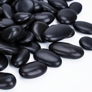 Pulovin 18lbs Decorative Stones, Black Pebbles for Landscaping, Plant Rocks for Pots Outdoor and Indoor, 1"-2" Polished River Rocks for Vase Filler, Garden Decor
