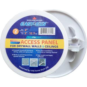 Access Panel Round 5" Spring-Clip (Max Service Opening 4") Plastic White (Pack of 2) (Round 5")