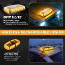 Wireless Led Strobe Lights Remote Control Rechargeable Battery, 17 Flashing Mode, 2 Brightness Mode, 48-Led, Beacon Roof Top Flash Emergency Flashing Warning Light for Vehicles Trucks, 1PC Pack, Amber