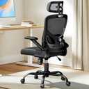 Marsail Ergonomic Mesh Office Chair High Back Desk Chair Adjustable Lumbar Support with Headrest Flip-Up Liftable Arms Swivel Computer Task Chair for Big and Tall People