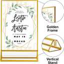 4x6 Acrylic Gold Sign Holders 6 Pack, Vertical Clear Picture Frames with Gold Borders, Double Sided Table Menu Display Stand for Restaurant Signs, Wedding Table Numbers, Photos and Art Display