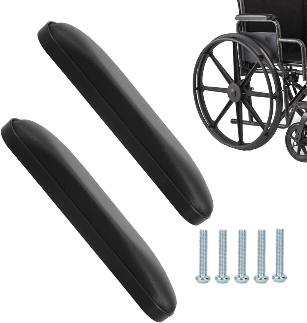 Padded Armrests for Wheelchair, Universal Arm Pads Replacement Black 10-1/4 Suitable for Most Brands of Wheelchairs(10-1/4"(2pcs))