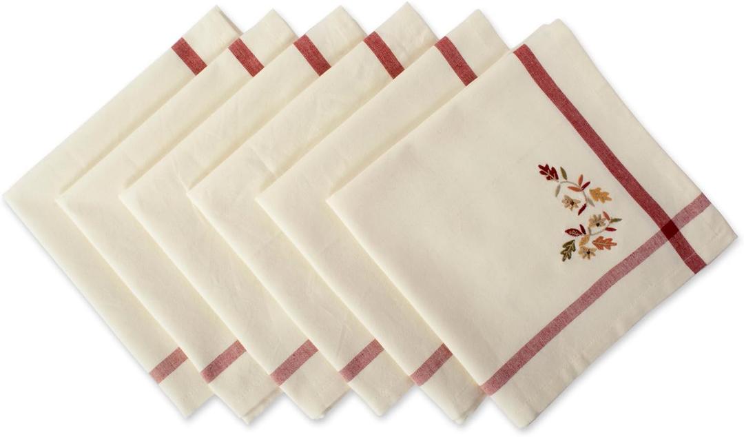 DII Thankful Autumn Collection Fall Tabletop Decoration, Square Napkin Set, 20x20, Falling Leaves, 6 Piece