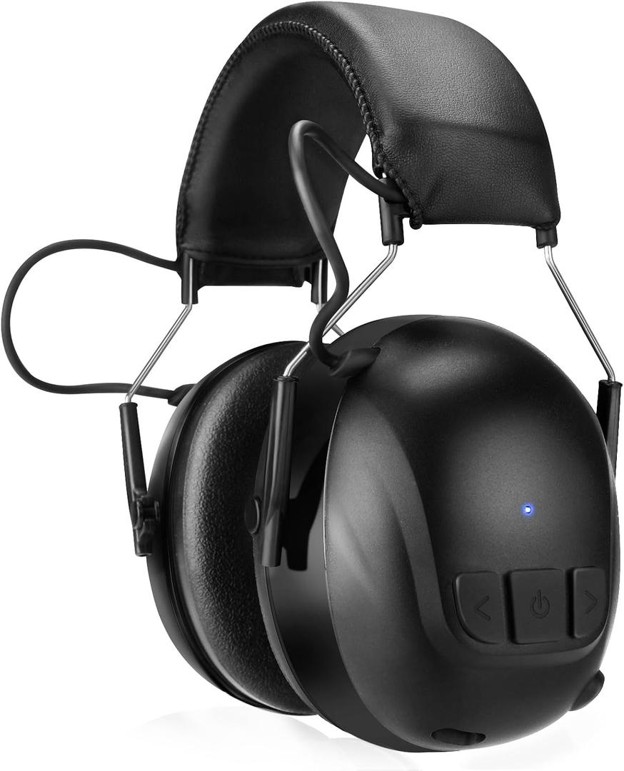 Kalence Bluetooth 6.0 Hearing Protection with 120H Working Time, 30dB Safety Earmuffs, Rechargeable Ear Protection Headphones with Mic for Mowing, Workshops, Construction, Snowblowing, Black