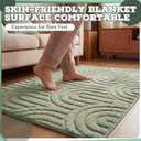 Drydiet Sage Green Boho Jacquard Bathroom Rug for Bathroom 3D Arched Stripes Non Slip Absorbent Extra Thick Soft Carpet, Plush Bath Rug with Rubber Backing for Bath Shower, 20''x30''