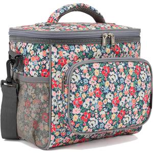 FlowFly Insulated Reusable Lunch Bag Adult Large Lunch Box for Women and Men with Adjustable Shoulder Strap,Front Zipper Pocket and Dual Large Mesh Side Pockets,Floral FlowFly Insulated Reusable Lunch Bag Adult Large Lunch Box for Women and Men with Adjustable Shoulder Strap,Front Zipper Pocket and Dual Large Mesh Side Pockets,Floral