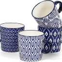 Selamica Ceramic Espresso Cups Set of 4, 5 Oz Espresso Mugs Porcelain Cappuccino Cups, Demitasse Cups for Coffee Latte Lungo Tea, Vintage Blue