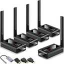 2026 Upgraded Wireless HDMI Transmitter and 4 receivers,Multi-TV Extender,5.8G/ 2.4G,165FT/50M,Plug and Play,HDMI Wireless Splitter transfers of Videos from Laptops/Camera to Multiple TVs/Monitors
