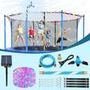 Lyromix Trampoline Accessories Kit, Trampoline Sprinkler, 50FT Solar Trampoline Lights and Trampoline Stakes, Non-Damaging to Net, Features 8 Light Modes, Compatible with 8 10 12 14 15 16FT Trampoline