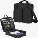 4 Inch 3 Ring Zipper Binder with Shoulder Strap & Handle & Multi-Pocket - 4" Binder with Zipper for School, Compatible with 13-Inch MacBook/Tablet -Patent Design Black