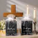 LemonRoad 60 Sets Funeral Favors Celebration of Life Favors Cross Crystal Stones Bulk with Sympathy Thank You Cards Organza Bags for Funeral Guest Return Gifts (Black)