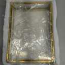 Glass Storage Box Rectangular Gold Rimmed Glass Storage Tray Vintage Cosmetics Storage Plate Jewelry Display Organizer for Women and Girl(7.9 x 5.5 in)