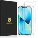 UNBREAKcable 2-Pack Screen Protector for iPhone 16e/13/13 Pro/14, Double Shatterproof Tempered Glass [Easy Installation Frame] [9H Hardness] [99.99% HD] [Case Friendly] for iPhone 6.1 inch