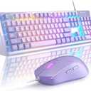 Gaming Keyboard and Mouse Combo, K1 RGB LED Backlit Keyboard with 104 Key Computer PC Gaming Keyboard for PC/Laptop (Purple)