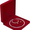 FINGERINSPIRE Jewelry Velvet Box 5.18inch Inner Diameter with Fiberboard Dark Red Square Pearl Necklace Earring Bracelet Gift Display Case Wedding Jewelry Storage Holder Long Chain Holder Storage Case