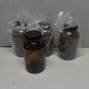 Amber Glass Packer Bottle with Black Ribbed Lid (4 pack)