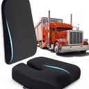 Elmara Truck Seat Cushion for Back Pain  Truck Driver Seat Cushion & Back Support  Trucker Gifts  Semi Truck Accessories for Men & Women  2-Piece Set (Black)