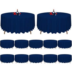 MTREO 12 Pack Navy Blue Tablecloth 90 Inch Round Tablecloth Wrinkle Resistant Round Table Cloths Washable Polyester Fabric Decorative Table Cover for Wedding Party Banquet Buffet