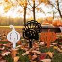 Weysat 3 Pcs Thanksgiving Turkey Metal Yard Decorations Thanksgiving Turkey Pumpkin Gourd Garden Stakes Fall Metal Yard Decorative Signs for Autumn Outdoor Lawn Patio Garden Decor