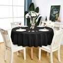 KAIPHO Black Round Tablecloth Waterproof Stain Resistant Wrinkle Free Table Cloth 210GSM Polyester Washable Wipeable Table Cover for Party, Banquet, Wedding, Indoor and Outdoor use (70 inch, Circle)