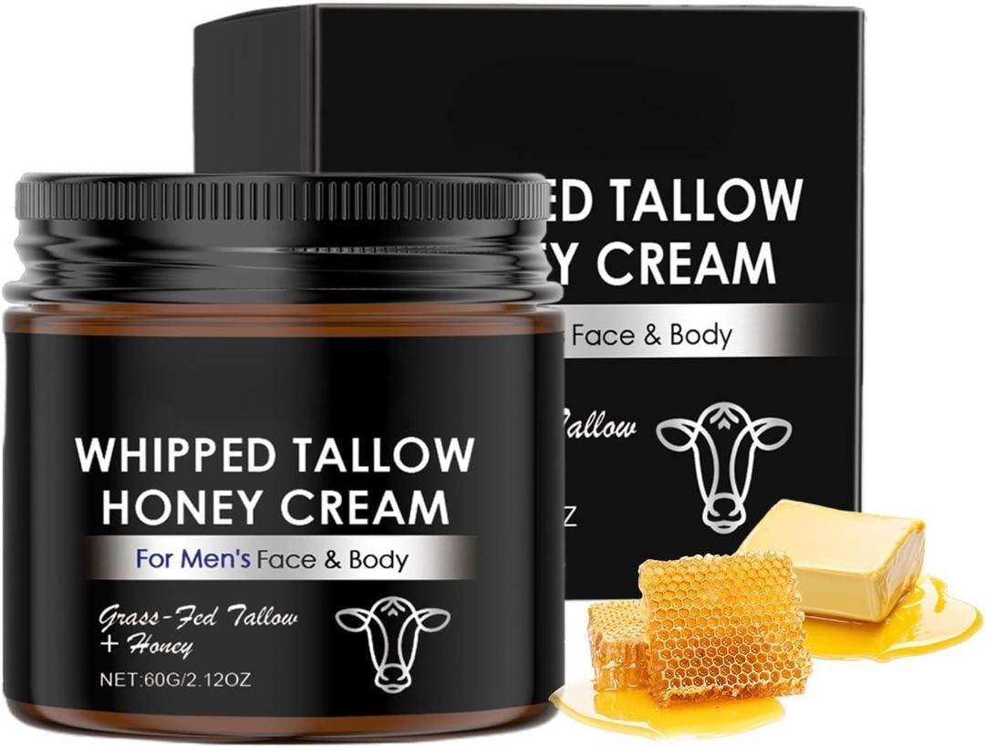 2 x Beef Tallow for Skin, Tallow Honey Balm, Natural Organic Moisturizer Leaves Skin Soft And Smooth, Deeply Moisturizing for Face and Body Sensitive Dry Skin Repair, 2.12 OZ