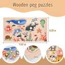 Wooden Peg Puzzles for Toddlers 1-3, 2 Pcs Montessori Puzzles, Animal & Sea Themes Puzzles, Great Preschool Educational Learning Gifts for Girls and Boys
