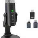 ZealSound Wireless Microphone,USB Mic for iPhone PC iPad Android PhoneCordless Condenser Desktop Microphones with Mute Echo Monitor Volume Gain 2.4GHz for Podcast,ASMR,Gaming,YouTube Video/K66 Black