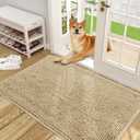 OLANLY Dog Door Mat for Muddy Paws 48x30, Absorbs Moisture and Dirt, Absorbent Non-Slip Washable Doormat, Quick Dry Chenille Mud Mat for Dogs, Entry Indoor Entryway Carpet for Inside Floor, Beige