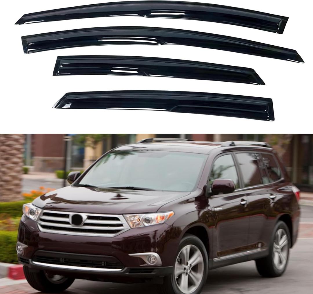 IG Window Visors Fit for 2008-2013 Toyota Highlander, Out-Channel Rain Guards Vent Wind Deflectors 4PC, Car Accessories for 2008-2013 Toyota Highlander Hybrid