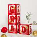 2026 Graduation Decorations - 4Pcs red Balloon Boxes with Letters 2026&Grad for Preschool Kindergarten Middle High School College Graduation Party Decorations Class of 2026, Red