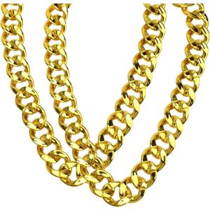 Hip Hop Chunky Gold Chain 2 Pack, 36 Inch Big Plastic Gold Necklace 80s 90s Punk Turnover Necklace Men Costume Accessory for Party Costume Class Bar