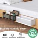 Bedside Caddy Shelf for Bunk Bed, Office Cubicle Walls, Crib Rails, Dorm Bed College Dorm Room Essentials Bed Shelf for Cell Phone Headphone Magazine Snacks(White, L13.78in*W5.12in*H3.94in)