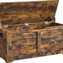 VASAGLE Storage Chest, Storage Bench with 2 Safety Hinges, Farmhouse Style, 15.7 x 39.4 x 18.1 Inches, for Entryway, Bedroom, Living Room, Rustic Brown ULSB061T01