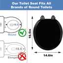 Round Black Slow Close Toilet Seat, Heavy Duty Wood Toilet Seat with Baked Enamel Finish, Support 400 bls, Toilet Lid with Soft Close Zinc Alloy Hinges, Grip-Tight Bumpers, Easy Clean, Quick-Assembly