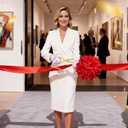 Grand Opening Ribbon-Cutting Ceremony Kit Includes Gold Scissors, Flower Ball, Red Ribbon & White Gloves,Suitable for all ribbon-cutting and inauguration ceremonies (Glossy Finish Handle)