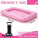 Junkin 71 Inch Travel Air Mattress Inflatable Bed Set with Raised Sides Hand Pump Pink Star Inflatable Sleeping Pads for Camping Backpacking Hiking Traveling Tent