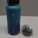 Insulated Water Bottle 32 oz with Straw, Stainless Steel Wide Mouth Water Bottle, Double Wall Vacuum Leak Proof with Straw Lid & Spout Lid for Sports or Office, Keep Cold or Hot Up to 24 Hrs (Green & Blue)