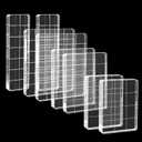 8 Items Acrylic Stamp Block with Grid Lines, Assorted Sizes Clear Stamping Blocks for Scrapbooking, Card Making, DIY Crafts Essential Stamping Tool with (Straight Edge), 2.3 inches x 1.96 inches
