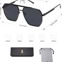 SOJOS Retro Oversized Square Polarized Sunglasses for Women Men Vintage Shades Classic Large Metal Sun Glasses (Shiny Black)