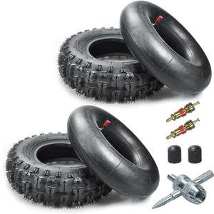 4.10/3.50-6 4.10-6 NHS Tire and Inner Tube for Lawn Mower Wheelbarrows 4 Wheelers ATV Quad Go Kart Snow Blower Tractors Hand Trucks Generators Utility Carts Trolleys Mini Bike Heavy Duty 2 Pack
