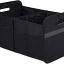 Car Trunk Organizer, Collapsible Multi-Compartment Auto Storage Box with 4 Pockets, Waterproof Oxford Fabric Car Trunk Container Accessories for Sedan SUV Truck (Black)