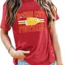Football Shirt for Women Game Day T-Shirt Sunday Funday Shirt Funny Football Season Short Sleeve Tops