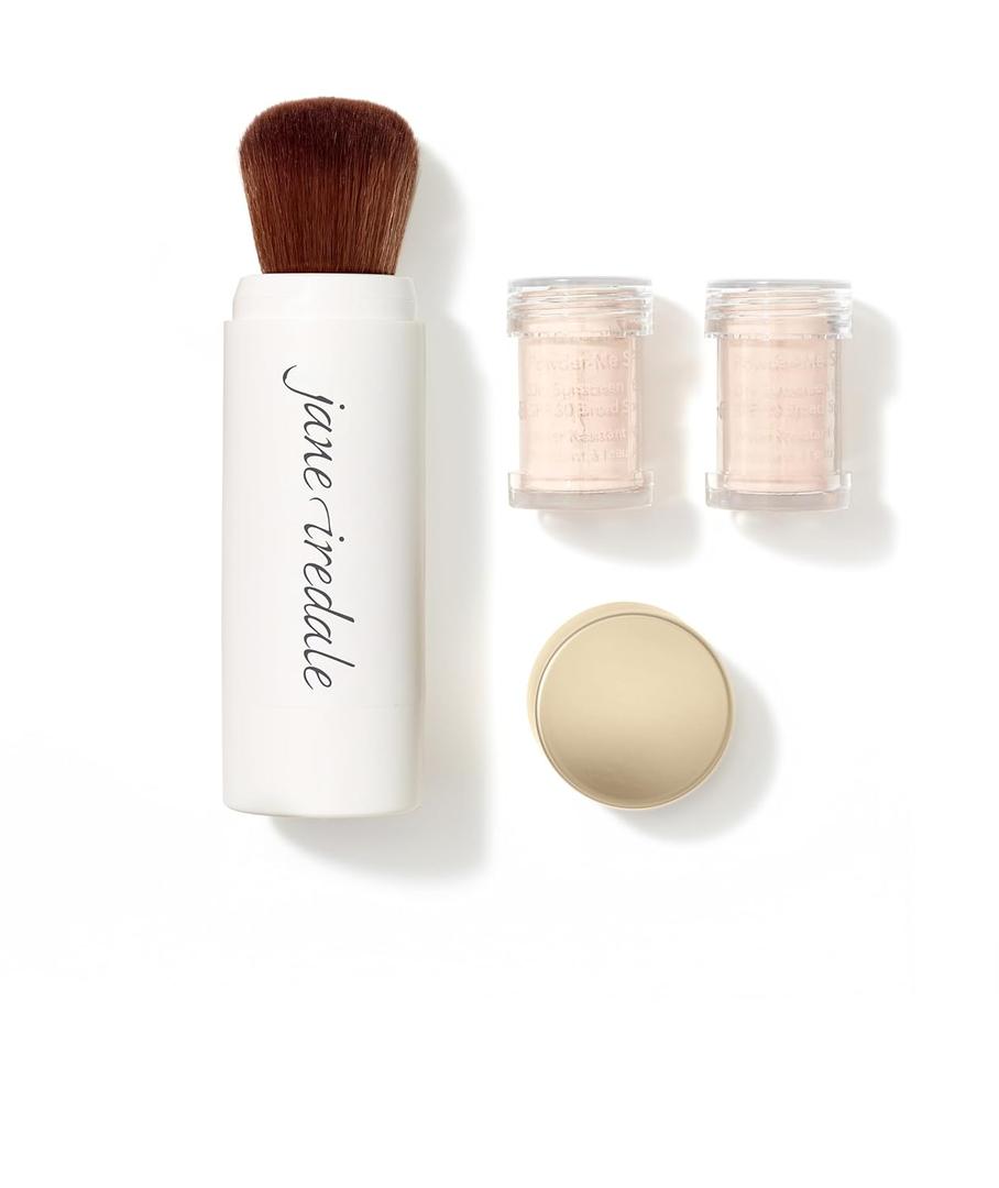 jane iredale Powder-Me SPF 30 Dry Sunscreen, Broad Spectrum Brush-On Physical Sun Protection for Face, Body, & Scalp, Refillable, Vegan, Cruelty-Free (Translucent)