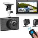 VSYSTO 3-Channel Car Dash Cam WiFi 3.0" Monitor Front 1080P w/HD Separated Side View IPX7 Waterproof IR Night Vision Cameras for Semi Truck Trailer Pickup(Wireless Remote/G-Sensor/Max 256GB Support)