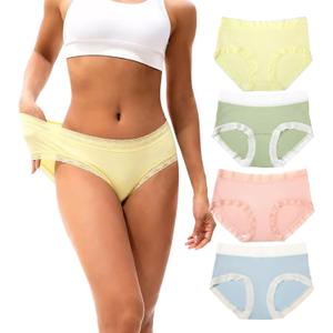 Women's Underwear Colorful Soft Comfort Hipster Panties 4Pack (L)